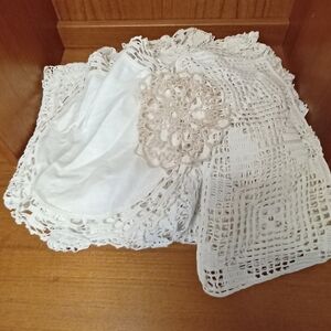 Mystery Lot Of Crochet Doilies And One Tablecloth!